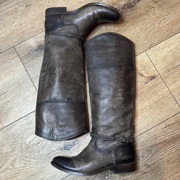 Frye Melissa Seam Tall Boots in Brown Leather Size 6B - Picture 1 of 8